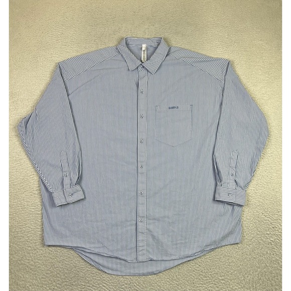 Skims Pajama Shirt Top Womens XL Blue White Stripe Button Front Long Sleeve - Picture 1 of 9